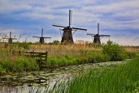 Windmill scattered along the Dutch countryside